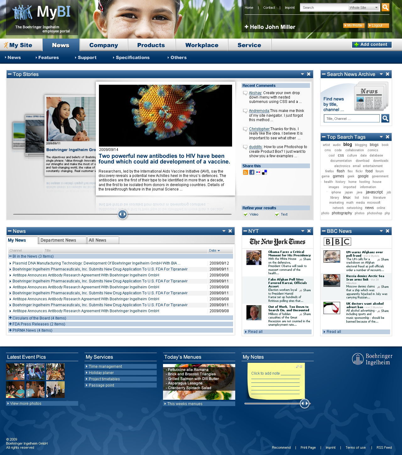 Boehringer Ingelheim NetVision intranet interface screenshot