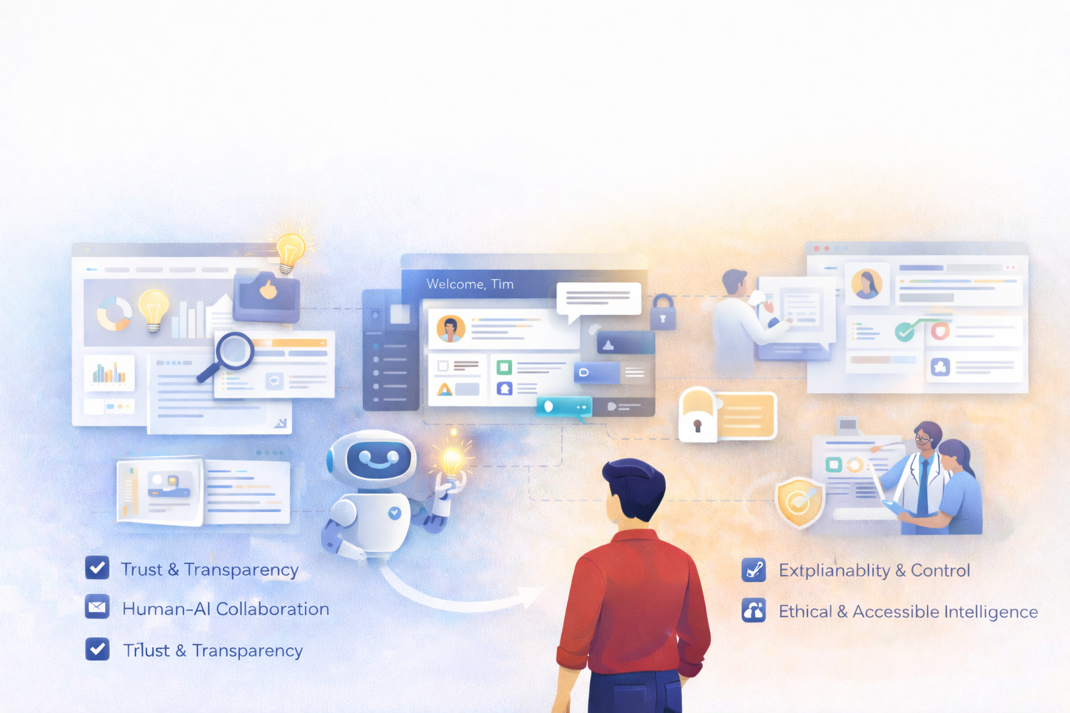 Illustration of the evolution from interfaces to intelligent systems with human-AI collaboration