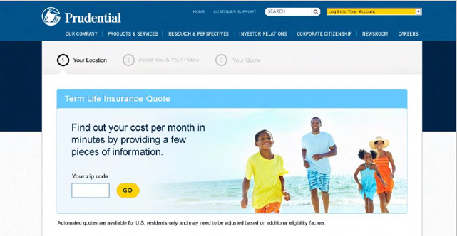 Prudential life insurance digital experience interface screenshot